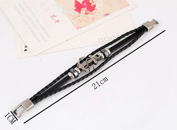 Unisex Leder Armband mit Anker - SHT Design