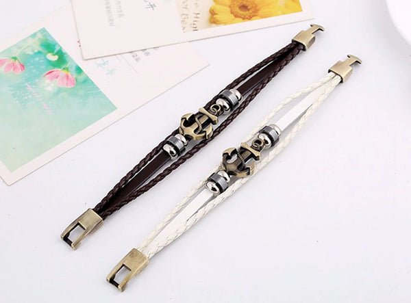 Unisex Leder Armband mit Anker - SHT Design