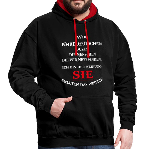 Contrast Colour Hoodie - Schwarz/Rot