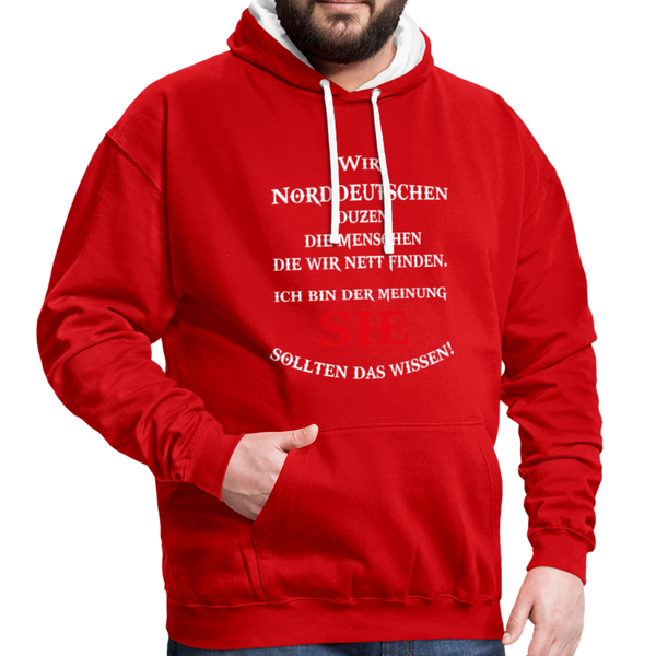 Contrast Colour Hoodie - Rot/Weiß