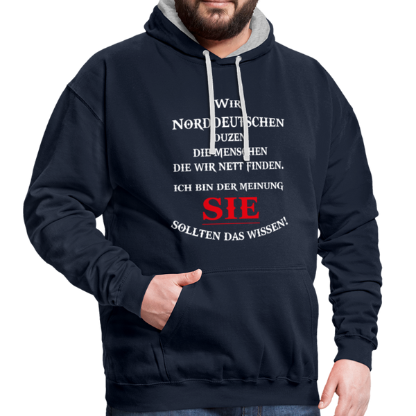 Contrast Colour Hoodie - Navy/Grau meliert