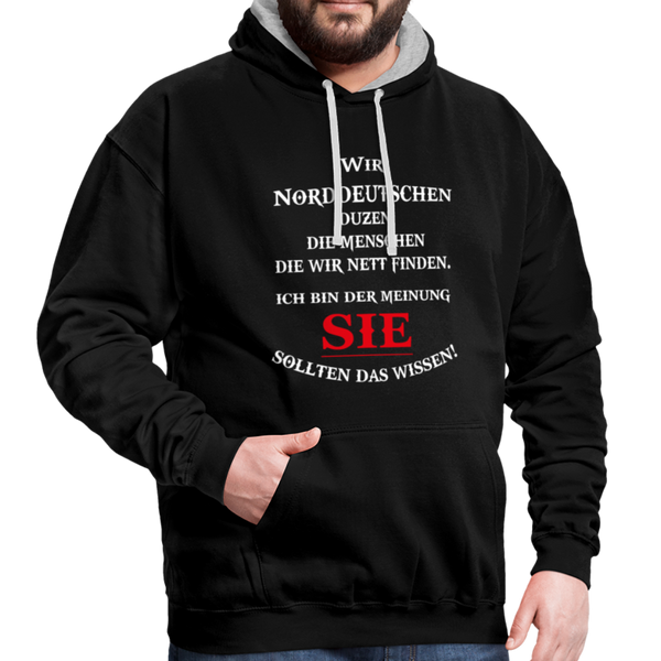 Contrast Colour Hoodie - Schwarz/Grau meliert