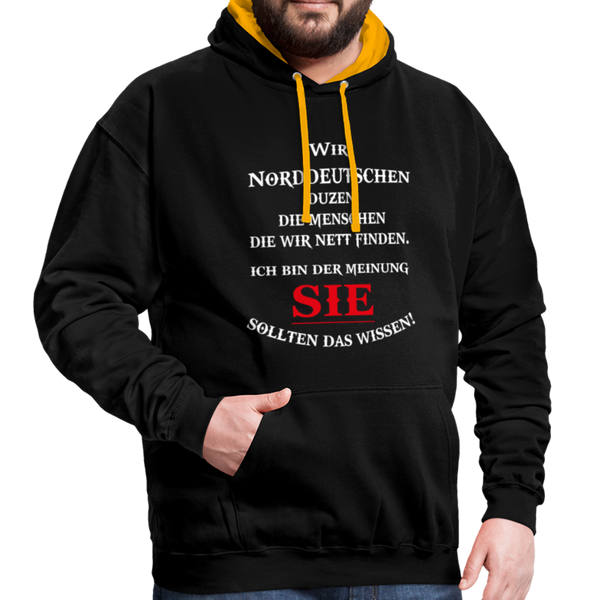 Contrast Colour Hoodie - Schwarz/Gold