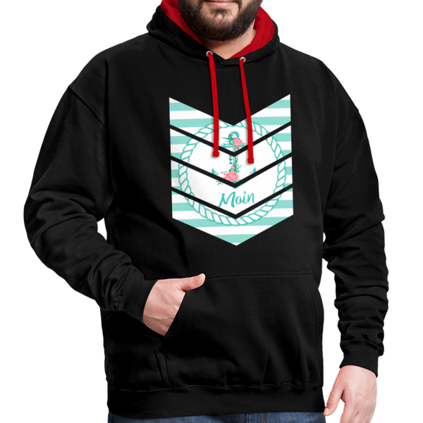 Contrast Colour Hoodie - Schwarz/Rot