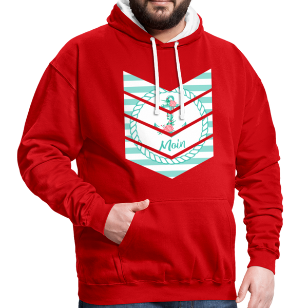Contrast Colour Hoodie - Rot/Weiß