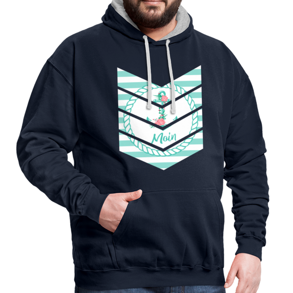 Contrast Colour Hoodie - Navy/Grau meliert
