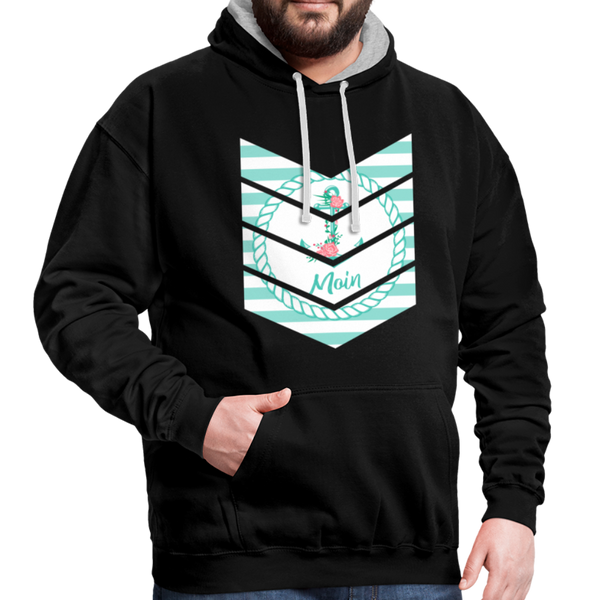 Contrast Colour Hoodie - Schwarz/Grau meliert