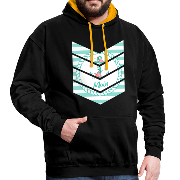 Contrast Colour Hoodie - Schwarz/Gold