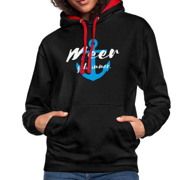 Contrast Colour Hoodie - Schwarz/Rot