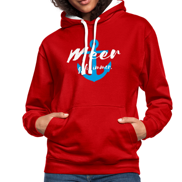 Contrast Colour Hoodie - Rot/Weiß
