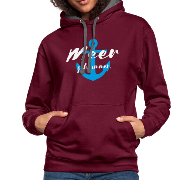 Contrast Colour Hoodie - Weinrot/Anthrazit