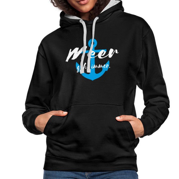Contrast Colour Hoodie - Schwarz/Grau meliert