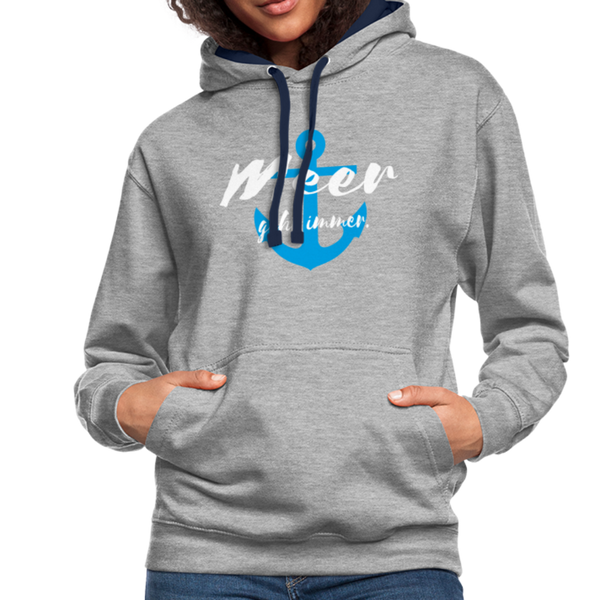 Contrast Colour Hoodie - Grau meliert/Navy