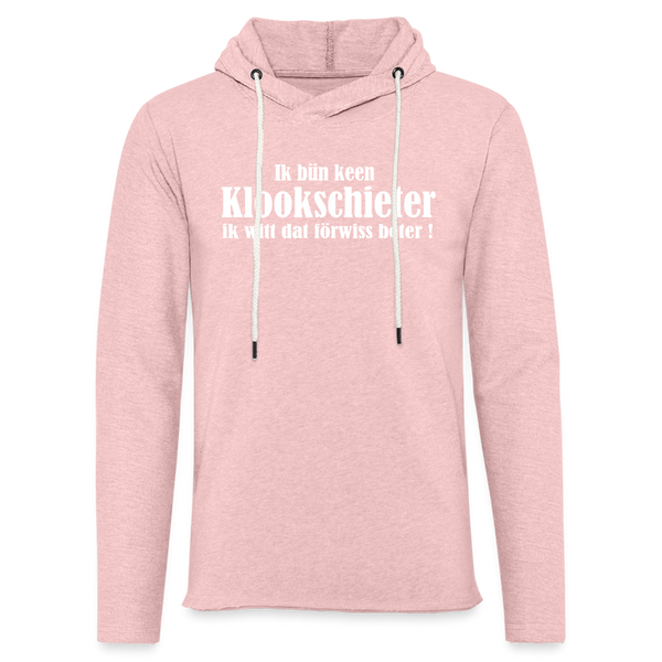 Leichtes Kapuzensweatshirt Unisex KLOOKSCHIETER | Norddeutscher Humor - Rosa-Creme meliert