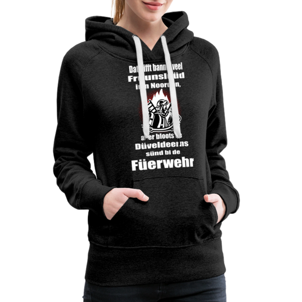 Damen Premium Hoodie DÜVELDEERNS FEUERWEHR - Anthrazit