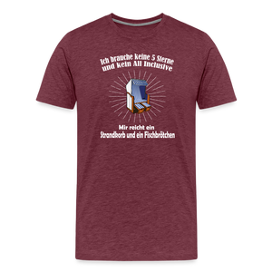 Herren  Premium T-Shirt STRANDKORB UND FISCHBRÖTCHEN - Bordeauxrot meliert