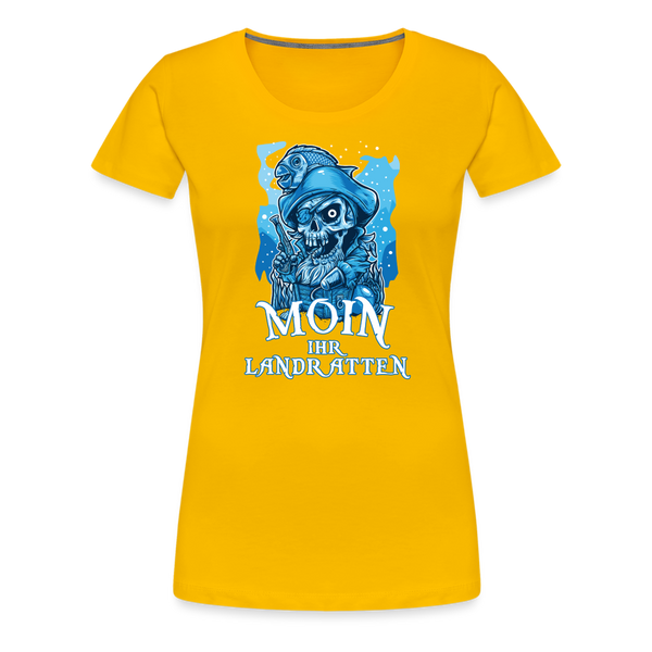 Damen Premium T-Shirt MOIN IHR LANDRATTEN - Sonnengelb