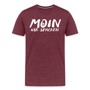 Herren Premium T-Shirt MOIN IHR SPACKEN - Bordeauxrot meliert