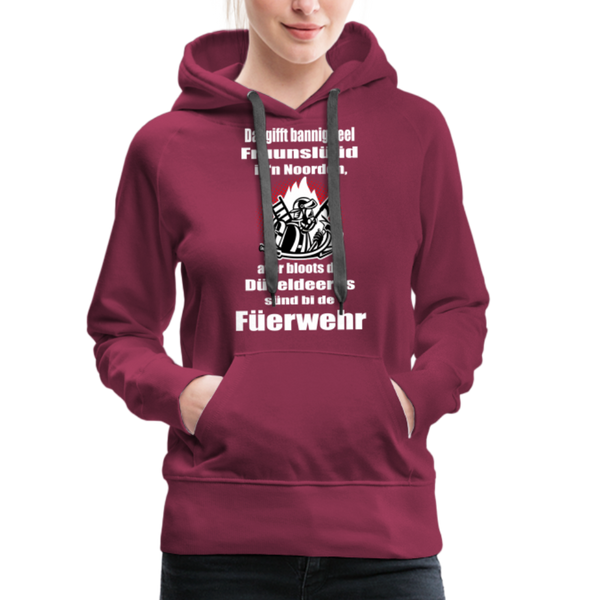 Damen Premium Hoodie DÜVELDEERNS FEUERWEHR - Bordeaux