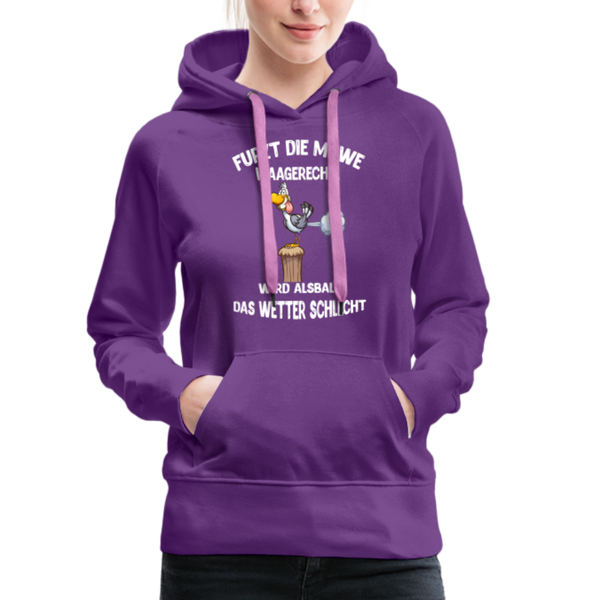 Damen Premium Hoodie FURZT DIE MÖWE WAAGERECHT - Purple