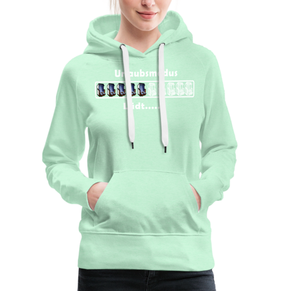 Damen Premium Hoodie URLAUBSMODUS LÄDT - helles Mintgrün