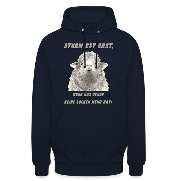 Unisex Hoodie STURM IST ERST WENN DAS SCHAF KEINE LOCKEN MEHR HAT - Navy