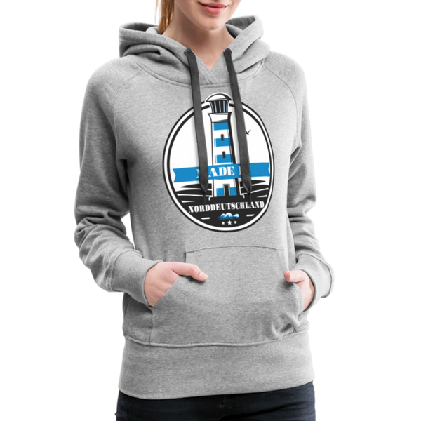 Damen Premium Hoodie MADE IN NORDDEUTSCHLAND MIT LEUCHTTURM - Grau meliert