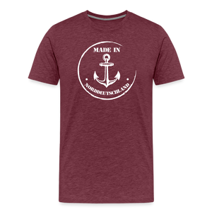 Herren Premium T-Shirt MADE IN NORDDEUTSCHLAND ANKER - Bordeauxrot meliert