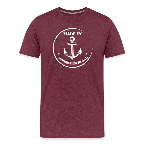 Herren Premium T-Shirt MADE IN NORDDEUTSCHLAND ANKER - Bordeauxrot meliert