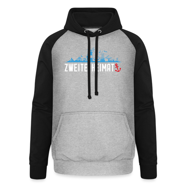 Baseball Hoodie ZWEITE HEIMAT - Grau meliert/Schwarz