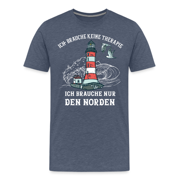 Herren Premium T-Shirt THERAPIE NORDEN - Blau meliert
