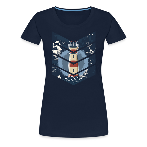 Damen Premium T-Shirt SEGELSCHIFF, MÖWEN UND MEER - Navy