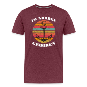 Herren Premium T-Shirt IM NORDEN GEBOREN - Bordeauxrot meliert