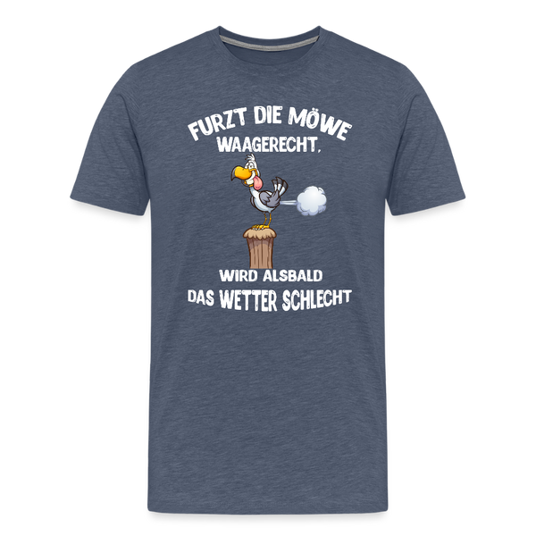 Herren Premium T-Shirt FURZT DIE MÖWE WAAGERECHT - Blau meliert