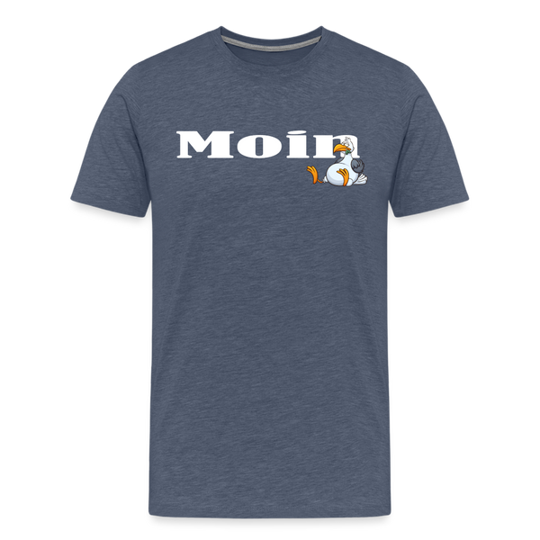 Herren Premium T-Shirt MOIN DICKE MÖWE - Blau meliert