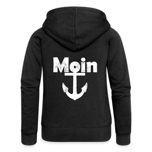 Frauen Premium Kapuzenjacke MOIN ANKER WEIß - Schwarz