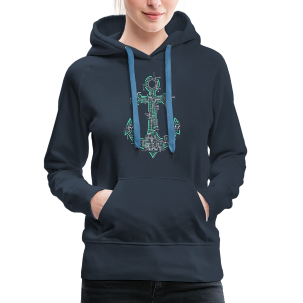 Damen Premium Hoodie FUTURISTISCHER ANKER - Navy