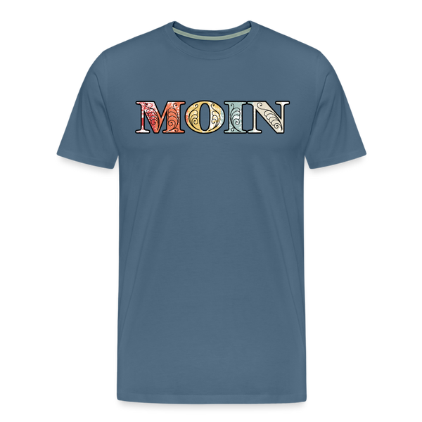 Herren Premium T-Shirt MOIN RETRO BUNT - Blaugrau