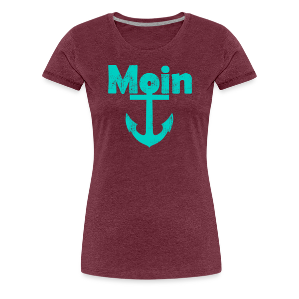 Damen Premium T-Shirt MOIN ANKER - Bordeauxrot meliert