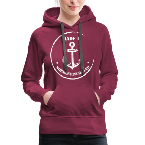 Damen Premium Hoodie MADE IN NORDDEUTSCHLAND MIT ANKER - Bordeaux