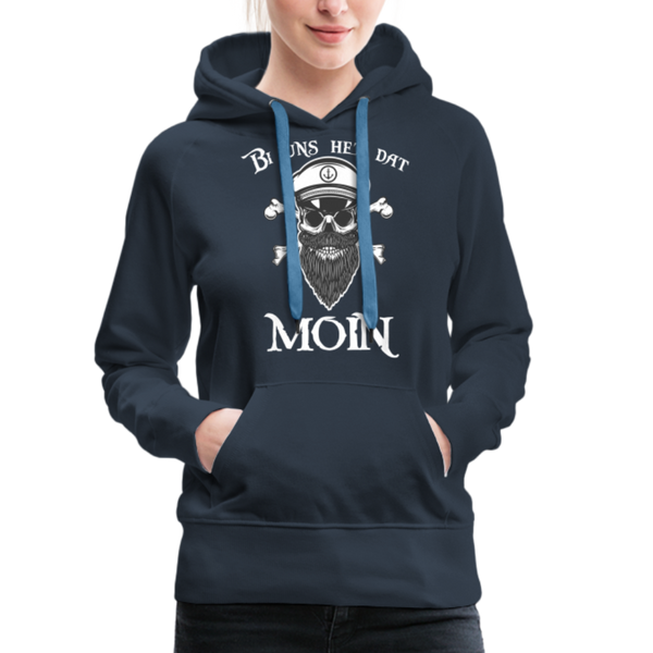 Damen Premium Hoodie Hoodie BI UNS HET DAT MOIN MIT TOTENKOPF - Navy