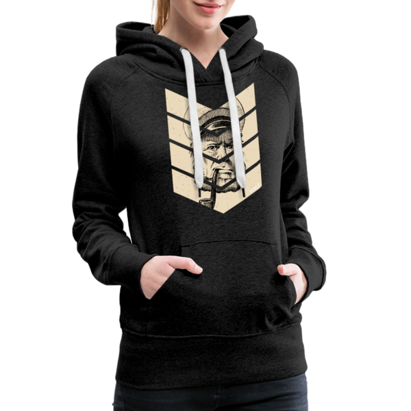 Damen Premium Hoodie MOIN KAPITÄN BEIGE - Anthrazit