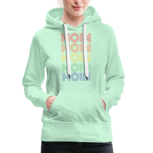 Damen Premium Hoodie MOIN 70er / 80er PARTY STYLE - helles Mintgrün