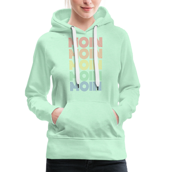 Damen Premium Hoodie MOIN 70er / 80er PARTY STYLE - helles Mintgrün