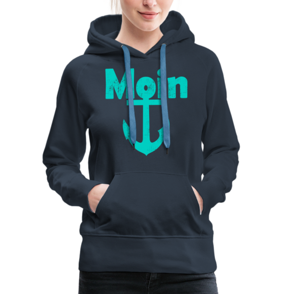 Damen Premium Hoodie  MOIN ANKER TÜRKIS - Navy