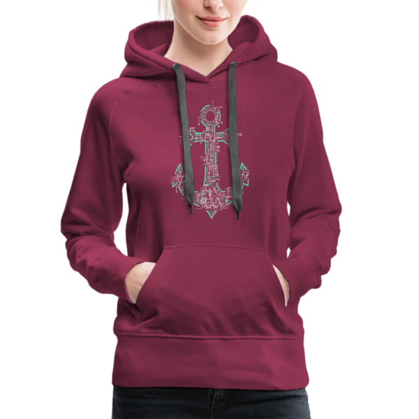 Damen Premium Hoodie FUTURISTISCHER ANKER - Bordeaux