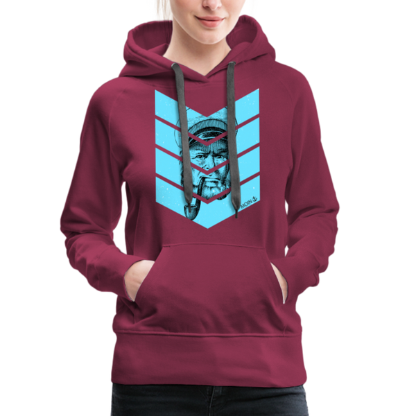 Damen Premium Hoodie MOIN ALTER KAPITÄN BLAU - Bordeaux