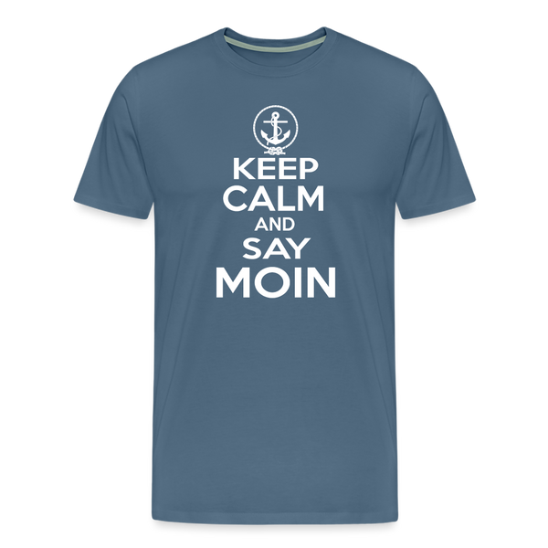 Herren Premium T-Shirt KEEP CALM AND SAY MOIN - Blaugrau