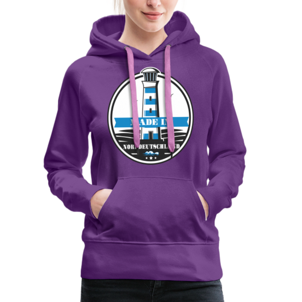 Damen Premium Hoodie MADE IN NORDDEUTSCHLAND MIT LEUCHTTURM - Purple