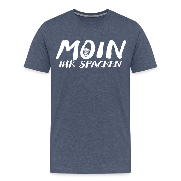 Herren Premium T-Shirt MOIN IHR SPACKEN - Blau meliert